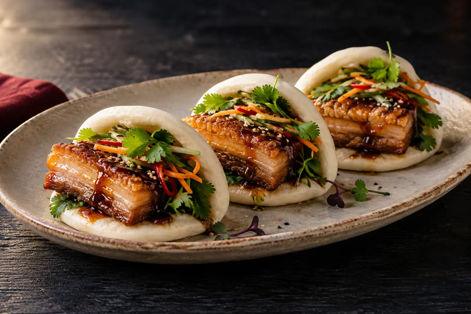 Crispy Pork Belly Bao Buns